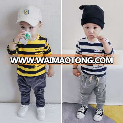 S17916A Childrens fall clothes tank top striped t shirt for boys