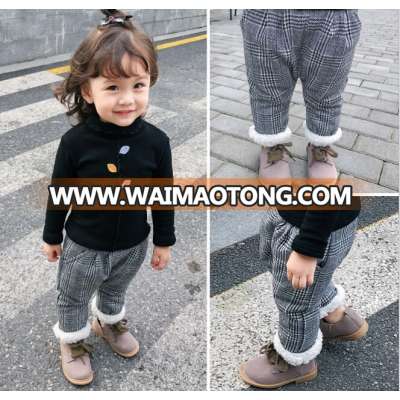 S34086W Fashion Grids Pants Baby Winter Cotton Padded High Quality Legging Pants