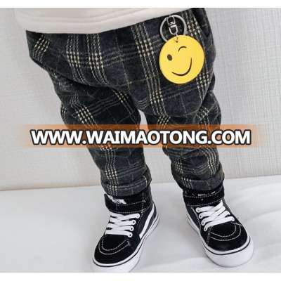 S18293A Children clothing long cotton winter thicken baby plaid trousers