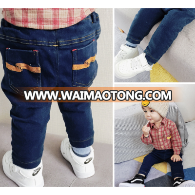 S18173A Winter pants baby boys thicken warm cotton denim long pants