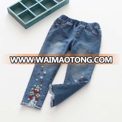 S33919W Baby clothes denim jeans trousers children cotton washed kids jeans