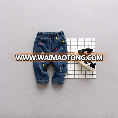 S18144A Fashion boy winter denim pant new style boys warm pants