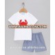 Summer lovely baby boy clothes crab appliqued white smocked tee & seersucker shorts two pieces boutique outfits