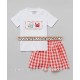 Hot sale toddler boy boutique sport outfits cotton smocked t shirt & checked seersucker shorts kids beach clothes